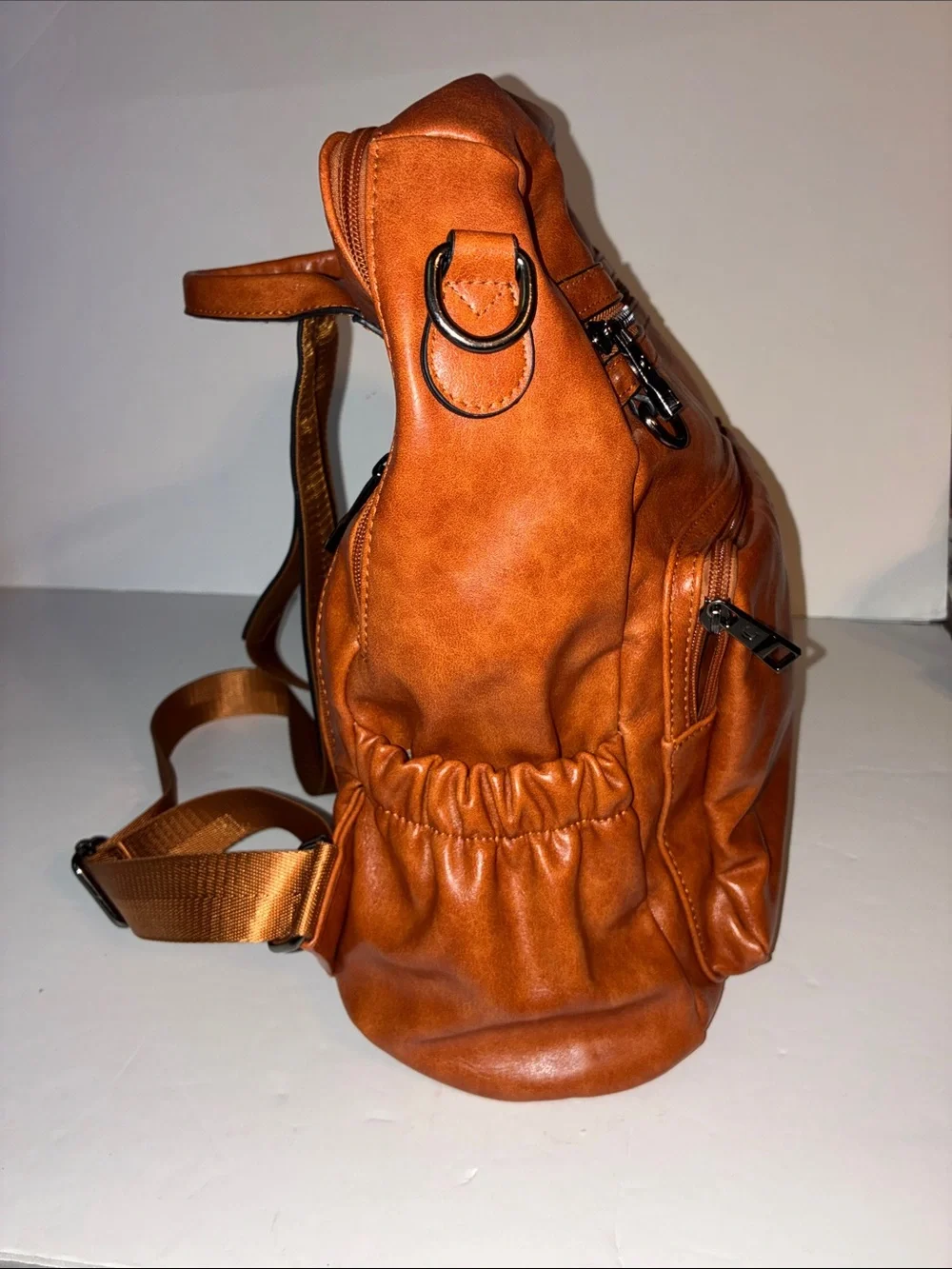 Cluci, Brown Backpack Purse, PU Leather